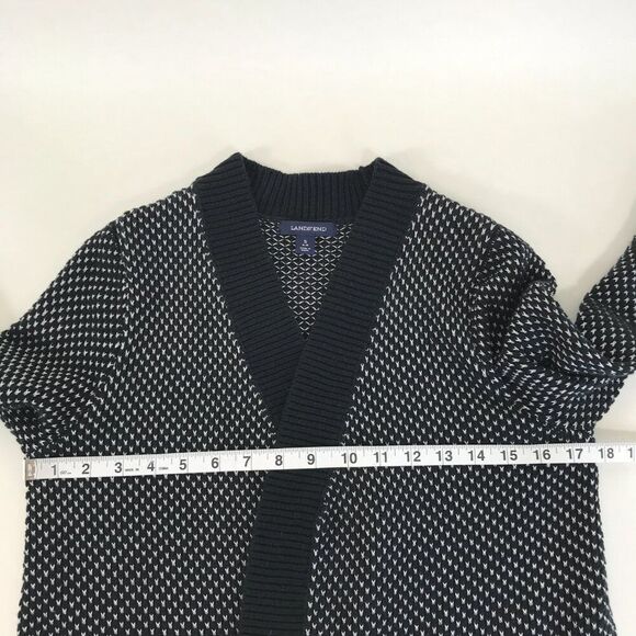 Lands' End Open Front Knit Cardigan Women's Small Pockets Cotton Acrylic Winter - Picture 7 of 11
